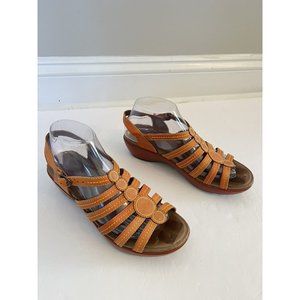 Dansko Wedge Sandals Womens 39 Orange Open Toe Sandals Adjustable Strap US 8